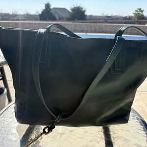 Classic Green Leather Fossil Tote Bag